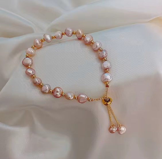 Vintage Pink Pearl Charm Wrist Bracelet-Ariette Jewelry