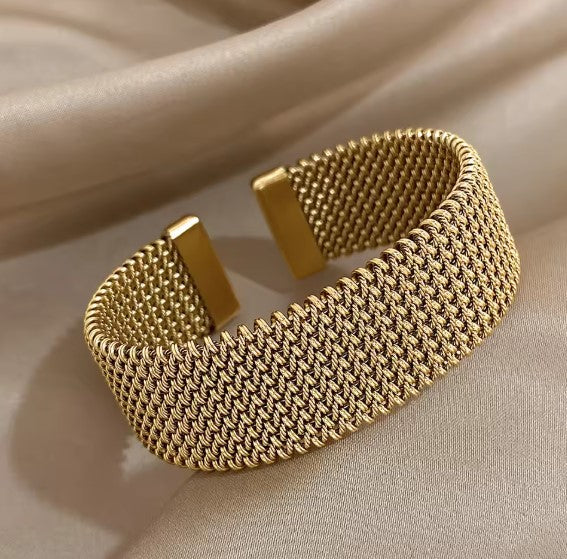 Vintage Braided Mesh Open Classic Bracelet-Ariette Jewelry