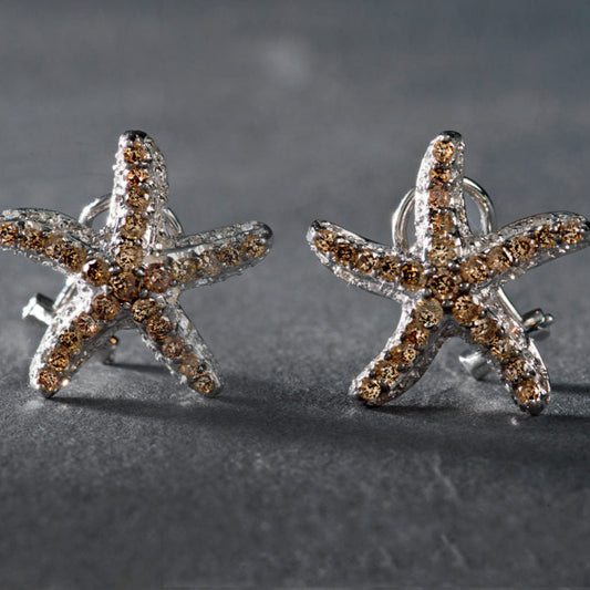 Vintage Bright Starfish Silver Earrings-Ariette Jewelry