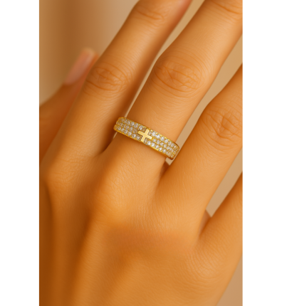 Gold Sparkling Faith Resizable Ring-Ariette Jewelry