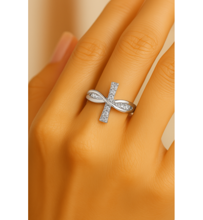 Silver Infinity Cross Resizable Ring-Ariette Jewelry
