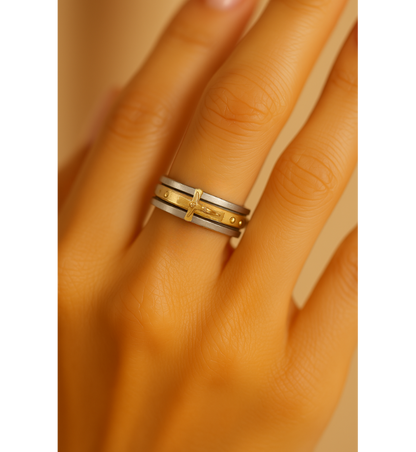 Gold Layered Religious Cross Ring-Ariette Jewelry