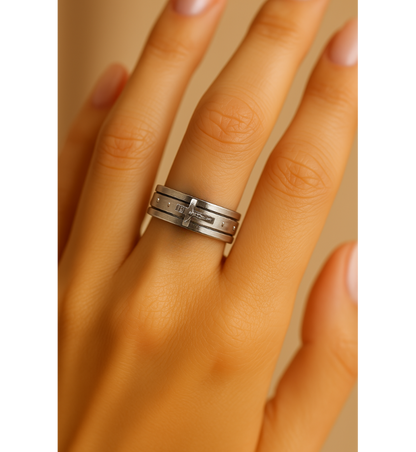 Vintage Religious Cross Silver Ring-Ariette Jewelry