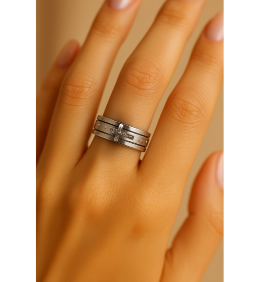 Vintage Religious Cross Silver Ring-Ariette Jewelry
