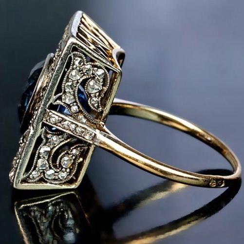 Vintage Bright Cut Gold Ring-Ariette Jewelry