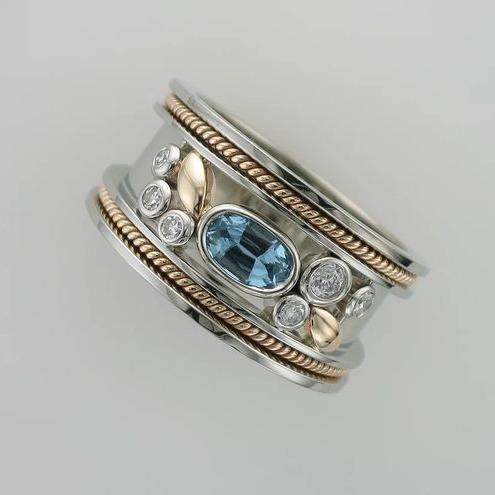 Vintage Blue Exotic Silver Ring-Ariette Jewelry