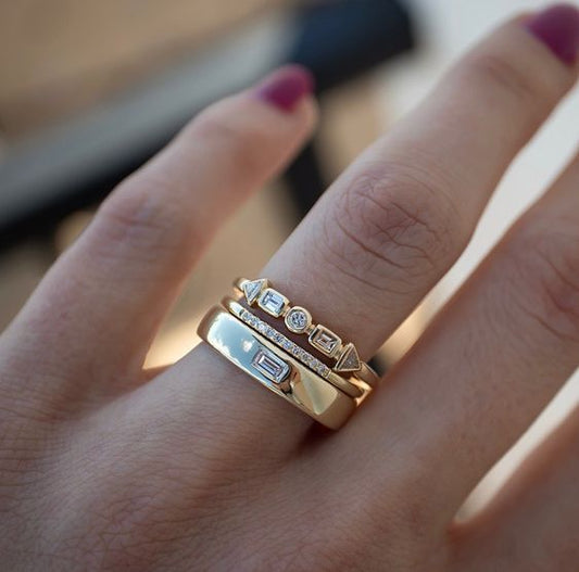 Vintage Golden Zirconia Ring Pack-Ariette Jewelry
