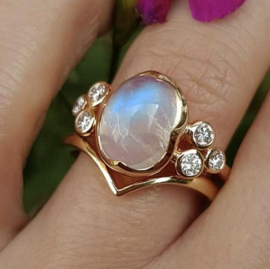 Vintage Moonstone Drop Ring-Ariette Jewelry
