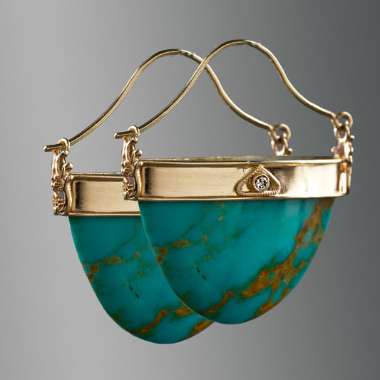 Vintage Opal Crest Gold Earrings-Ariette Jewelry