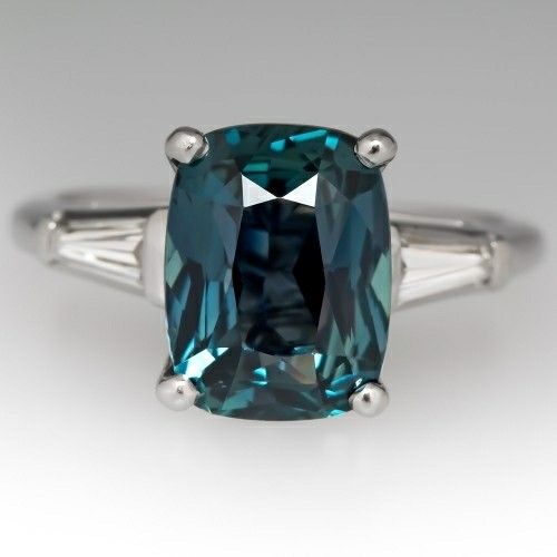 Vintage Blue Greenish Zirconia Silver Ring-Ariette Jewelry