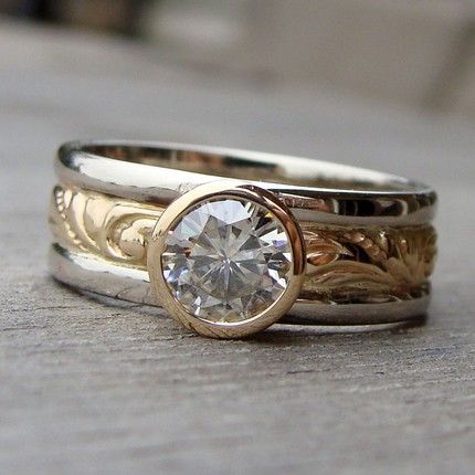 Vintage Zirconia Gold & Silver Ring-Ariette Jewelry