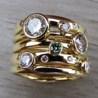 Vintage Layered Bright Gold Ring-Ariette Jewelry
