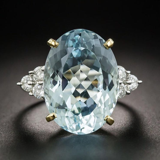Vintage Rounded Blue Glass Sparking Ring-Ariette Jewelry