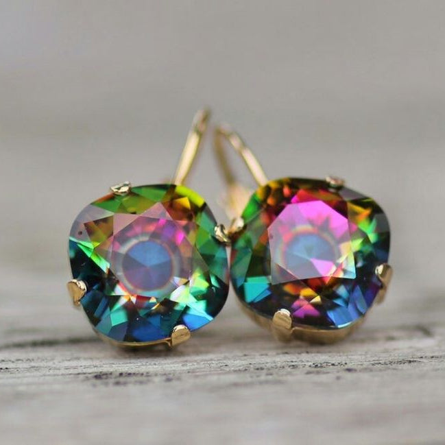 Vintage Rainbow Zirconia Earrings-Ariette Jewelry