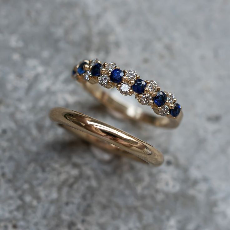 Vintage Blue Zirconia Elegant Ring Set-Ariette Jewelry