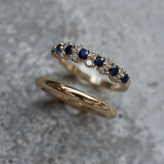 Vintage Blue Zirconia Elegant Ring Set-Ariette Jewelry