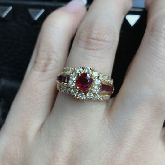 Vintage Red Zirconia Elegant Ring-Ariette Jewelry