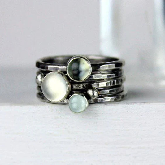 Vintage Moonstones Silver Ring-Ariette Jewelry
