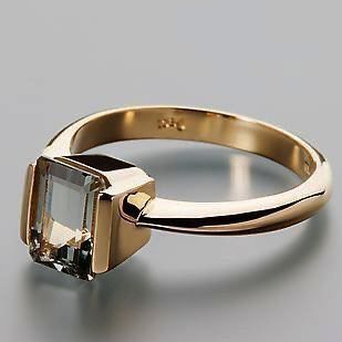 Vintage Square Glass Golden Ring-Ariette Jewelry