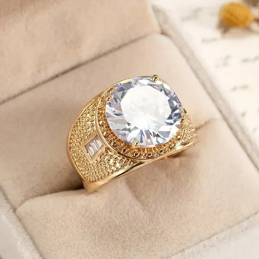 Vintage Gold Glass Ring-Ariette Jewelry