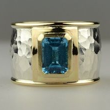 Vintage Silver & Gold Blue Crystal Ring-Ariette Jewelry