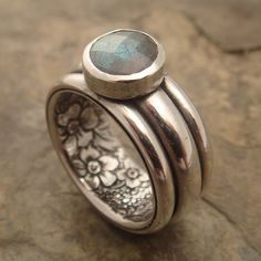 Vintage Blue stone Layered Ring-Ariette Jewelry