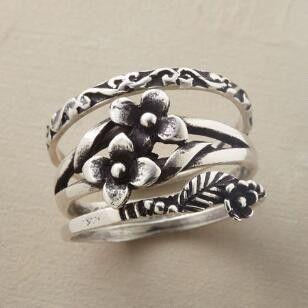 Vintage Silver Flower Layered Ring-Ariette Jewelry