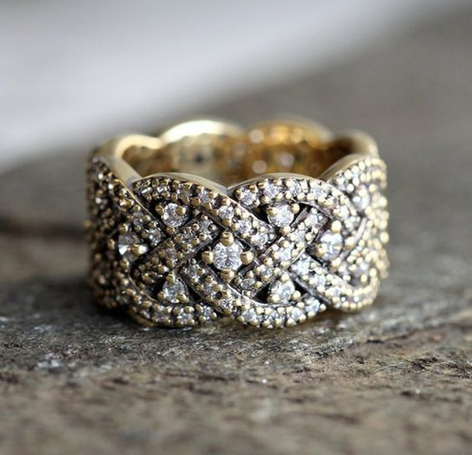 Vintage Braided Zirconia Ring-Ariette Jewelry