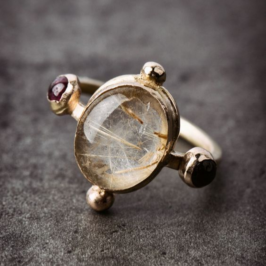 Vintage White Stone Ring-Ariette Jewelry
