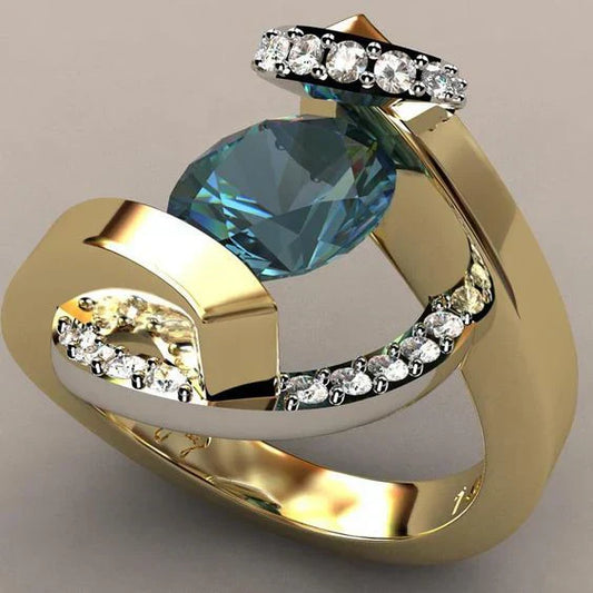 Vintage Blue Gold Ring-Ariette Jewelry