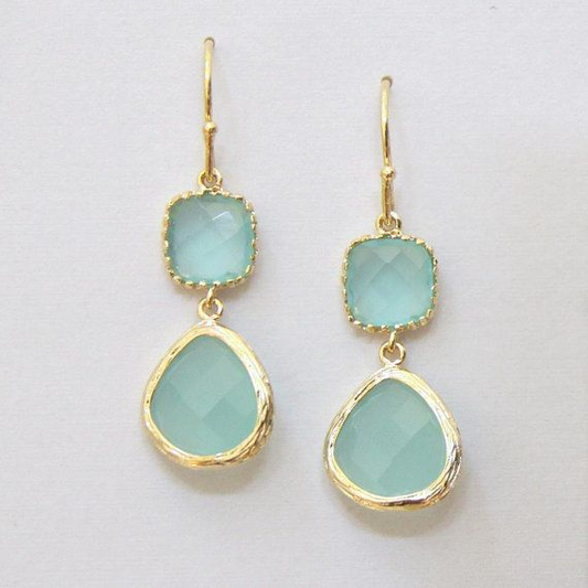 Vintage Turquoise Moonstone Earrings-Ariette Jewelry
