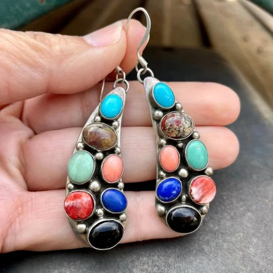 Vintage Colorful Stones Earrings