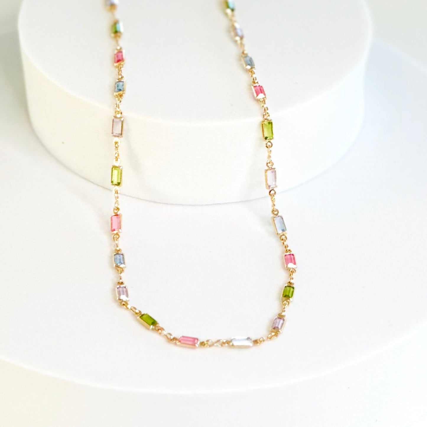 Isabella MultiColor CZ Stone Necklace-Ariette Jewelry
