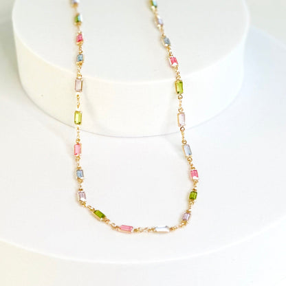 Isabella MultiColor CZ Stone Necklace-Ariette Jewelry