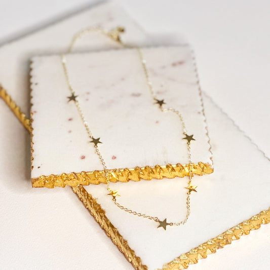 Stella Dainty Star Pendant Choker Necklace - Gold or Silver-Ariette Jewelry