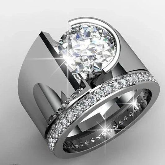 Vintage Bright Zirconia Silvered Ring-Ariette Jewelry