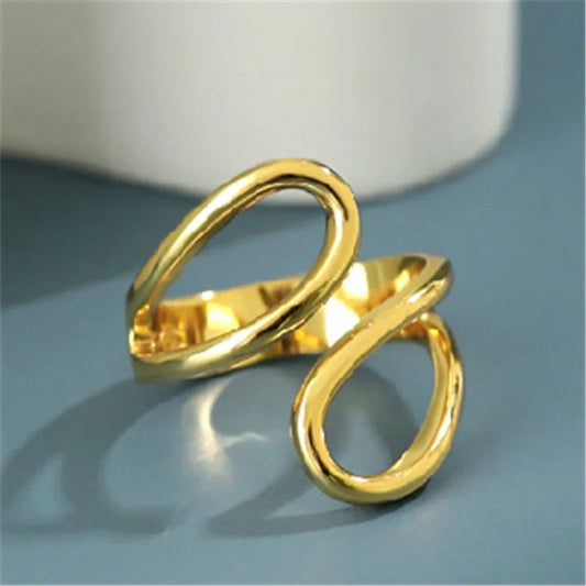 Retro Gold Timeless Curved Open-Loop Style Ring-Ariette Jewelry