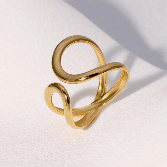 Gold Curved Loop Adjustable Ring-Ariette Jewelry