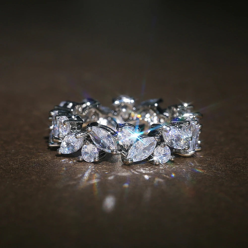 Vintage Marquise & Round Diamond Eternity Ring-Ariette Jewelry