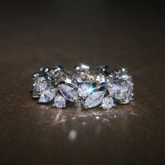 Vintage Marquise & Round Diamond Eternity Ring-Ariette Jewelry
