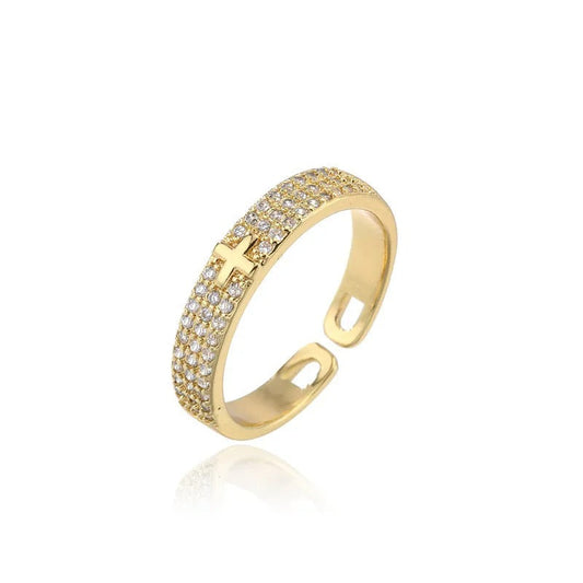 Gold Sparkling Faith Resizable Ring-Ariette Jewelry