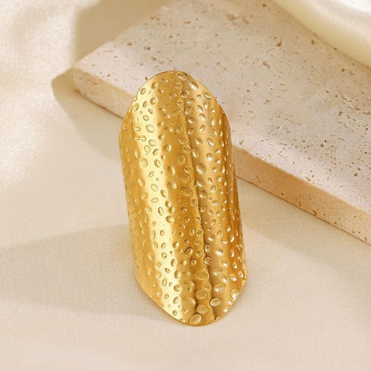 Stunning Gold Hammered Surface Adjustable Ring-Ariette Jewelry