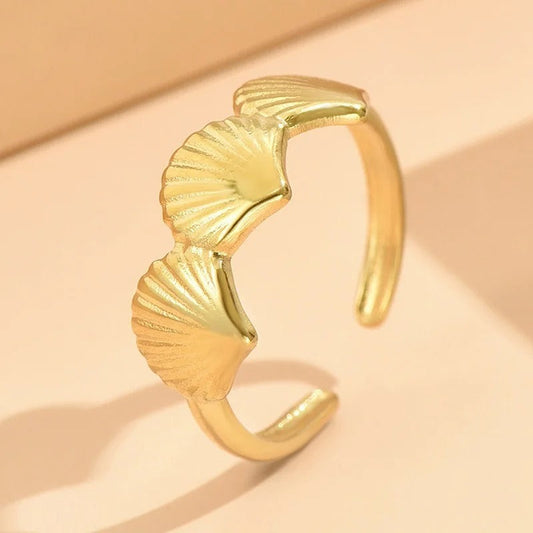 Vintage Gold Leaf Trio Open Ring-Ariette Jewelry