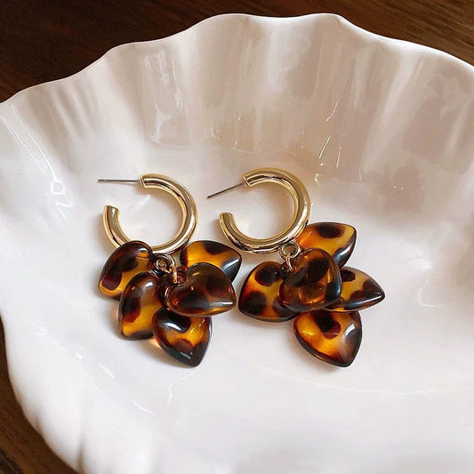 Vintage C-Shaped Flower Classic Gold Hoops-Ariette Jewelry