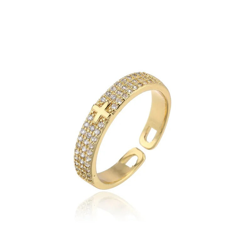 Gold Sparkling Faith Resizable Ring-Ariette Jewelry