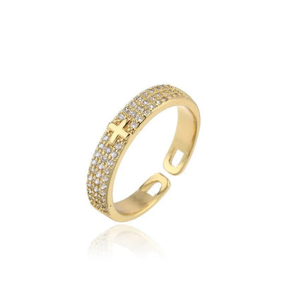 Gold Sparkling Faith Resizable Ring-Ariette Jewelry