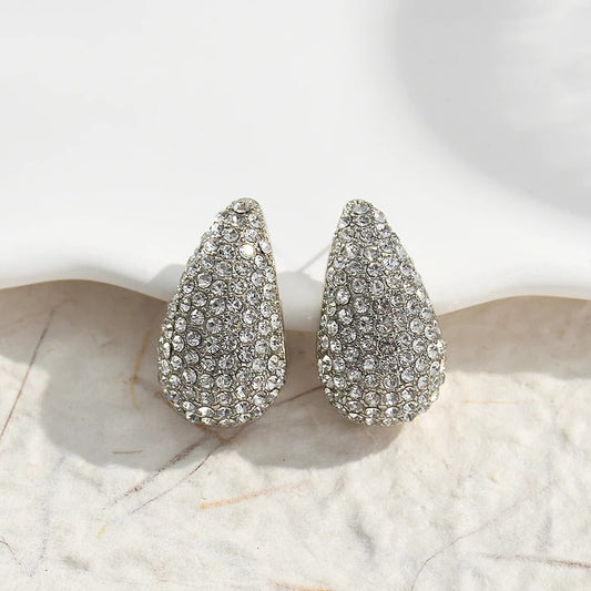 Silver Vintage Sparkling Teardrop Earrings-Ariette Jewelry