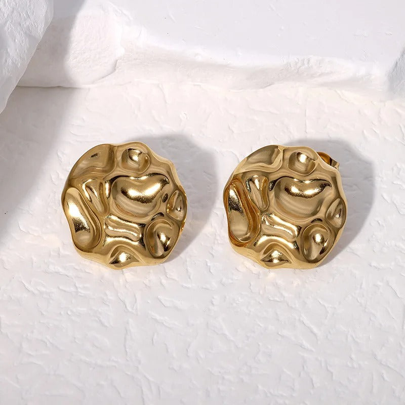 Vintage Abstract Gold Fluid Design Earrings-Ariette Jewelry