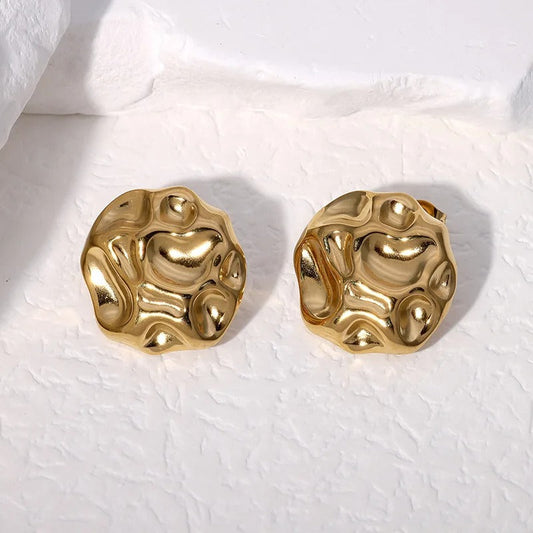 Vintage Abstract Gold Fluid Design Earrings-Ariette Jewelry