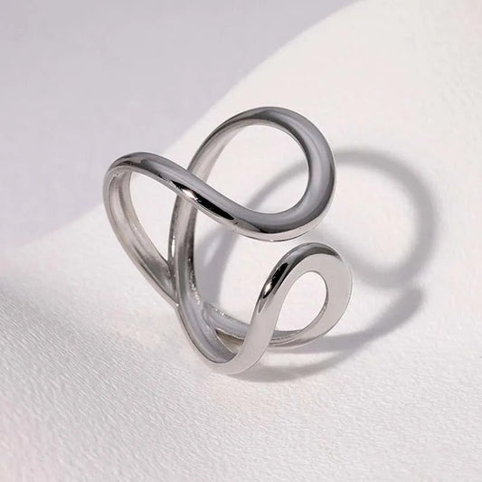 Artistic Silver Infinite Twist Adjustable Ring-Ariette Jewelry